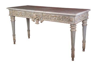 Console de style Louis XVI en bois peinte,...