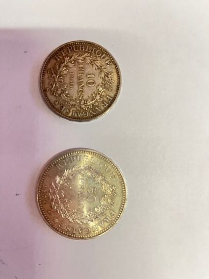 2 pièces argent une de 50 francs de 1976...