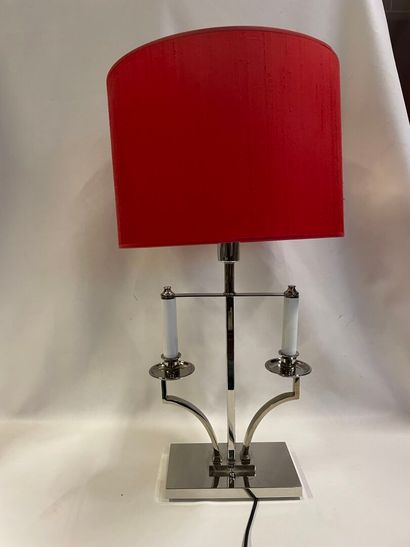 Lampe candélabre design en acier chromé,...