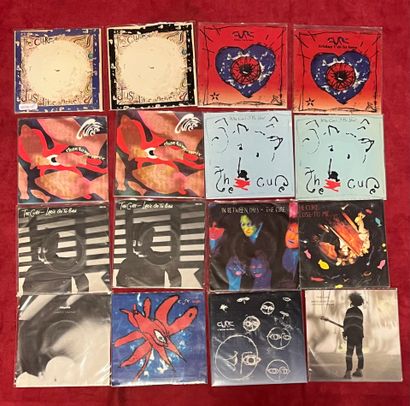 un lot de 16 vinyles 45T de The Cure dont...