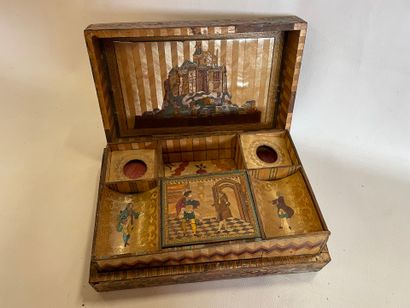 Lot de 2 boites en marqueterie de pailles...