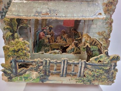 Diorama en bois et papier représentant un...