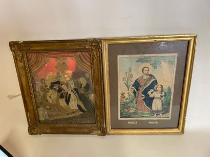 Lot de 2 tableaux religieux, comprenant une...