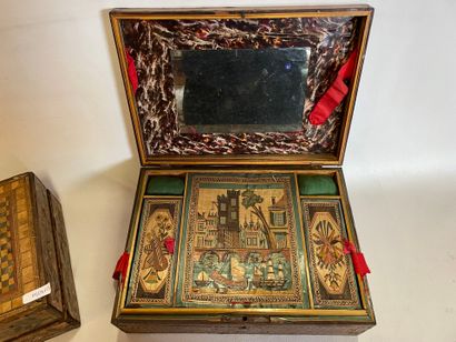 Lot de 2 boites en marqueterie de pailles...