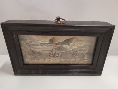 Petit diorama sous cadre représentant des...