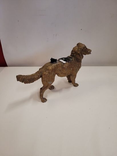 Encrier d'écolier en forme de chien, en régule...
