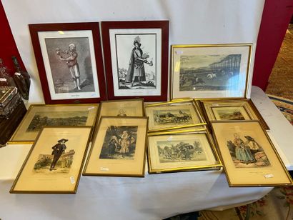 Lot de 11 gravures comprenant : 5 gravures...