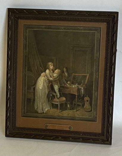 Un lot de trois reproductions encadrées sous...