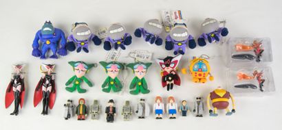 a set of various key rings. Some figurin...