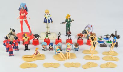 a set of various key rings. Some figurin...