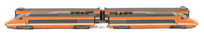 LIMA, an orange TGV consisting of 2 cars—a...