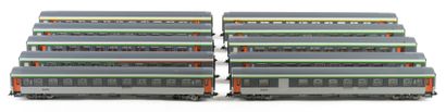 PIKO. A set of 10 SNCF cars, without a box,...