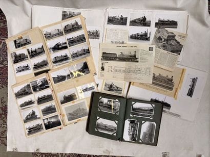 Set of 4 photo albums, postcards, and reproductions...
