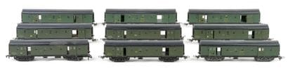 HORNBY. A set of 9 SNCF freight cars with...