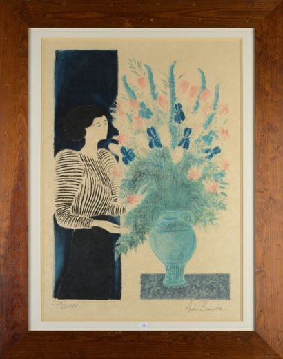 André BRASILIER (1929-2026)
Femme au bouquet
Lithographie...