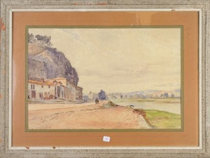 Louis TAUZIN (c.1842-1915)
Bord de fleuve
Aquarelle...