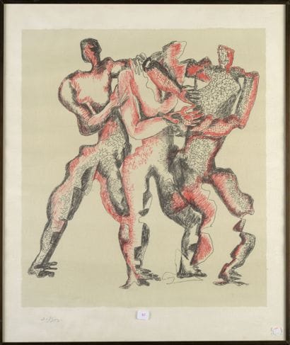 Ossip ZADKINE (1888-1967)
Trois personnages
Lithographie,...