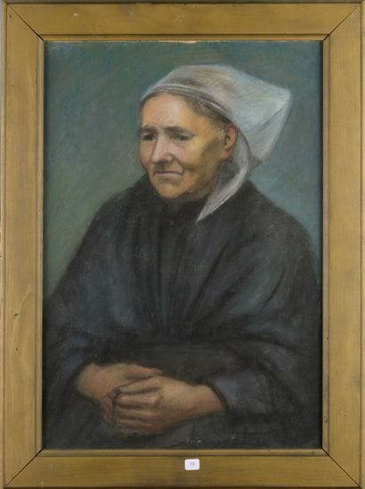 Ecole française XIXe
Femme au fichu
Pastel...