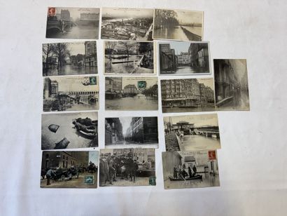 PARIS, lot de 16 cartes sur les crues à ...