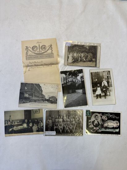 HOPITAL, lot de 7 cartes postales et cartes...