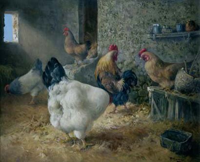 Honoré Camos (1906-1991)
Le poulailler huile...