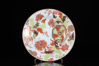 China set of 3 18th century plates with vegetal...