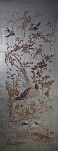 China Large woven painting with signature...