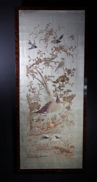 China Large woven painting with signature...