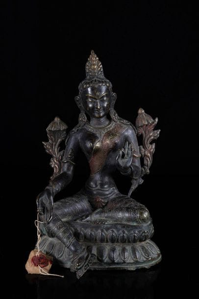 China Tibet great divinity in bronze with...
