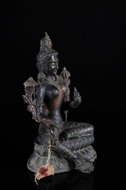 China Tibet great divinity in bronze with...