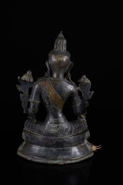 China Tibet great divinity in bronze with...