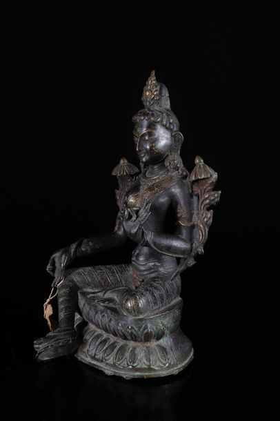 China Tibet great divinity in bronze with...