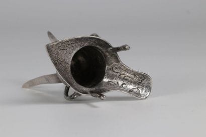 China solid silver wine cup with archaic...