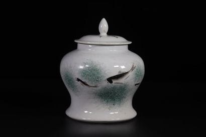 China covered jar with fish decoration from...