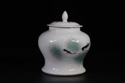 China covered jar with fish decoration from...