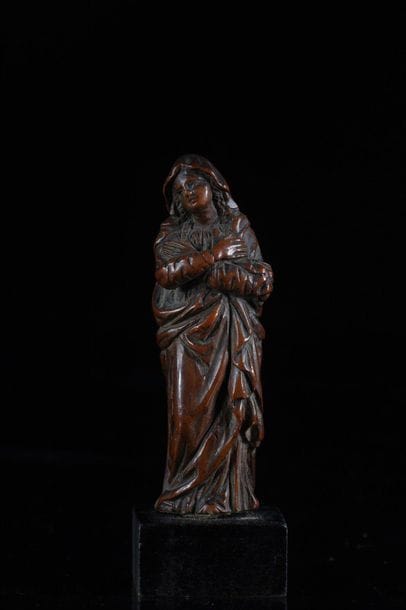 Flemish School of the 17th Carved Virgin...