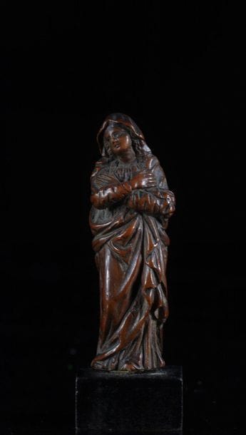 Flemish School of the 17th Carved Virgin...