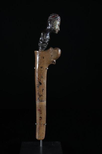 Asia knife and wooden scabbard carved with...