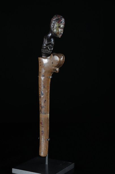 Asia knife and wooden scabbard carved with...