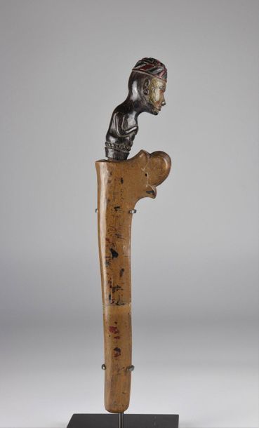 Asia knife and wooden scabbard carved with...