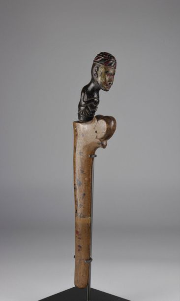 Asia knife and wooden scabbard carved with...