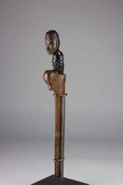 Asia knife and wooden scabbard carved with...
