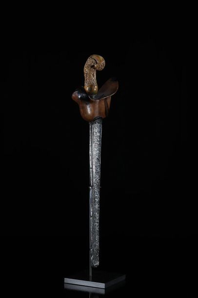Asia knife (Kriss) finely carved ivory handle...