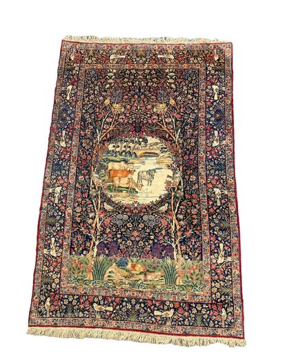 Tapis KIRMAN-RAVER (Perse) décor de vaches...