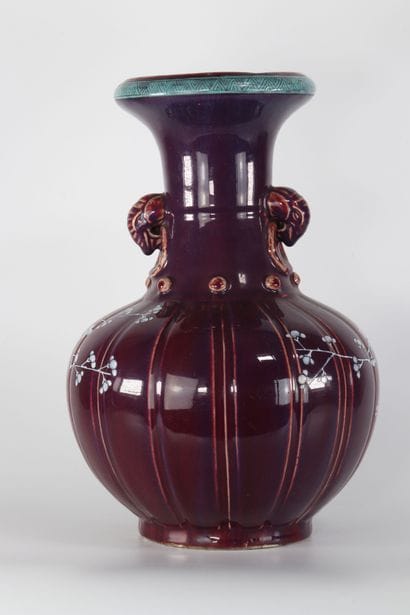 Grand vase flambé en porcelaine de chine...