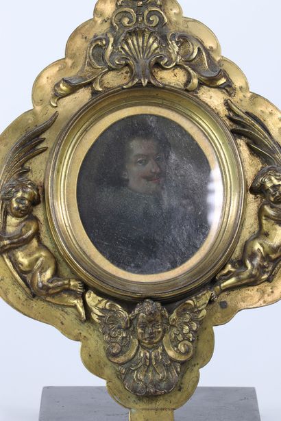 Rare portrait miniature 17ème sur cuivre...