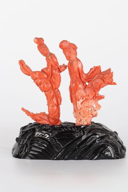 Chine sculpture en corail rouge vers 1900...