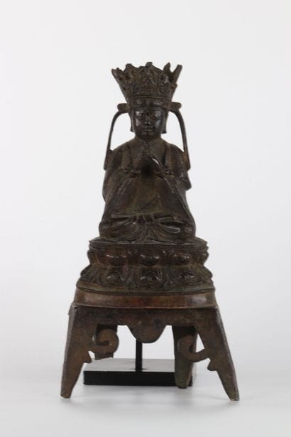 Lama en bronze travail Sino-Tibétain époque...