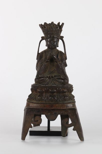 Lama en bronze travail Sino-Tibétain époque...
