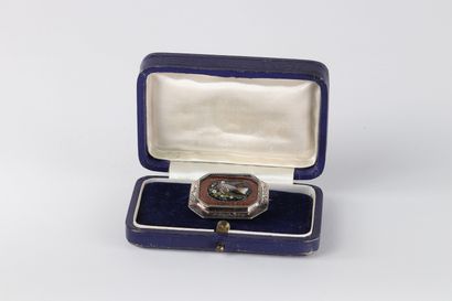 Broche en micro mosaïque italienne et argent...